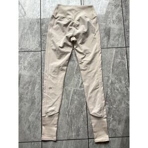 Alo Yoga High Waist Ribbed Cuff Leggings Beige Tan Small Athleisure